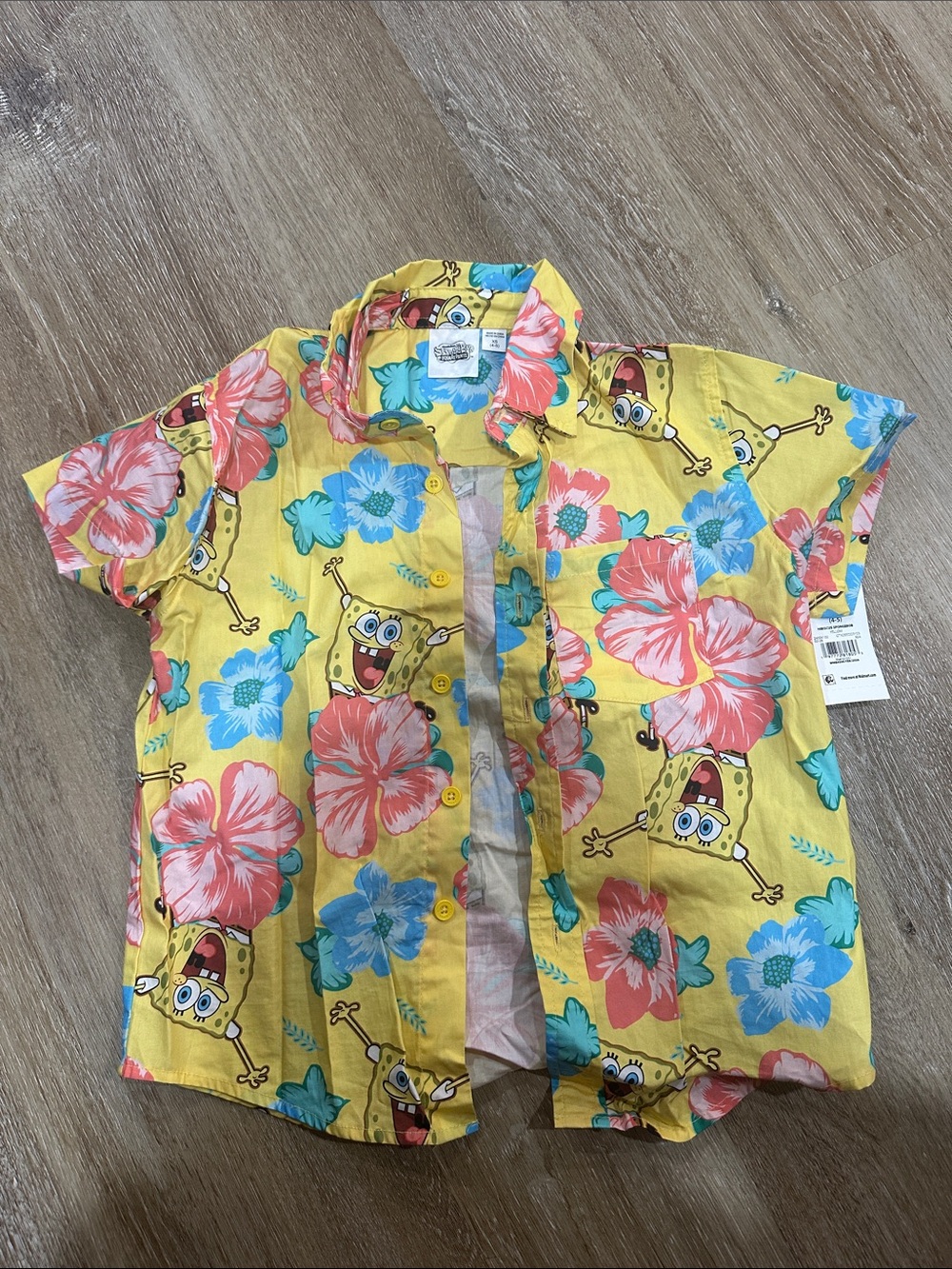 Nickelodeon Yellow SpongeBob Floral Button-Down Shirt